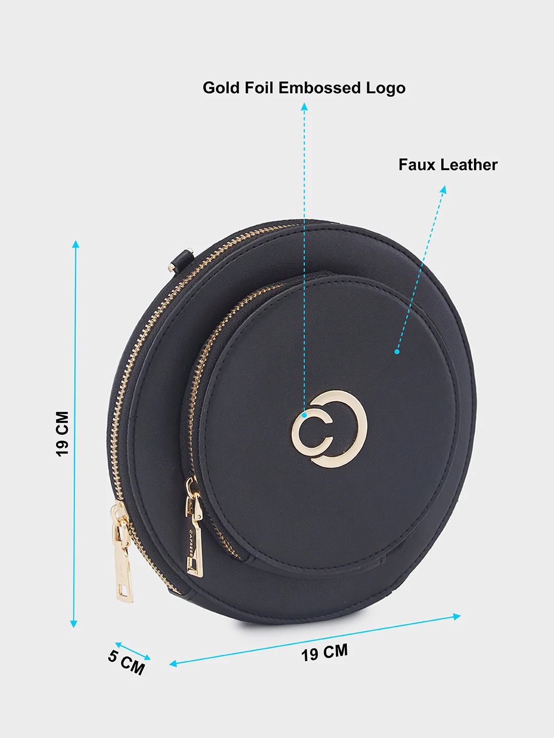 Caprese Alfie Small Black Sling Bag - Image 7