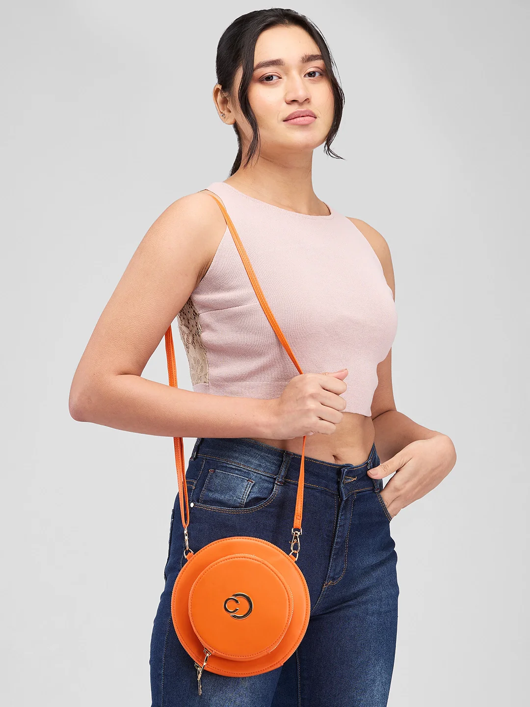 Caprese Alfie Small Orange Sling Bag - Image 13