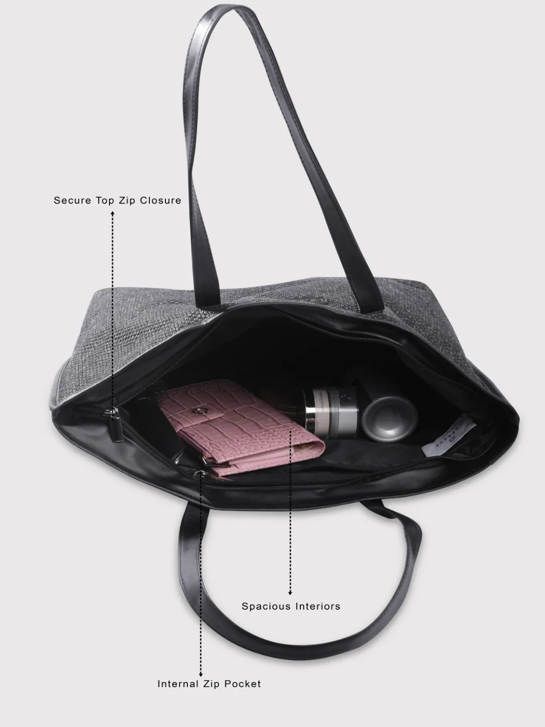Caprese Alicia Large Black Tote Bag - Image 3