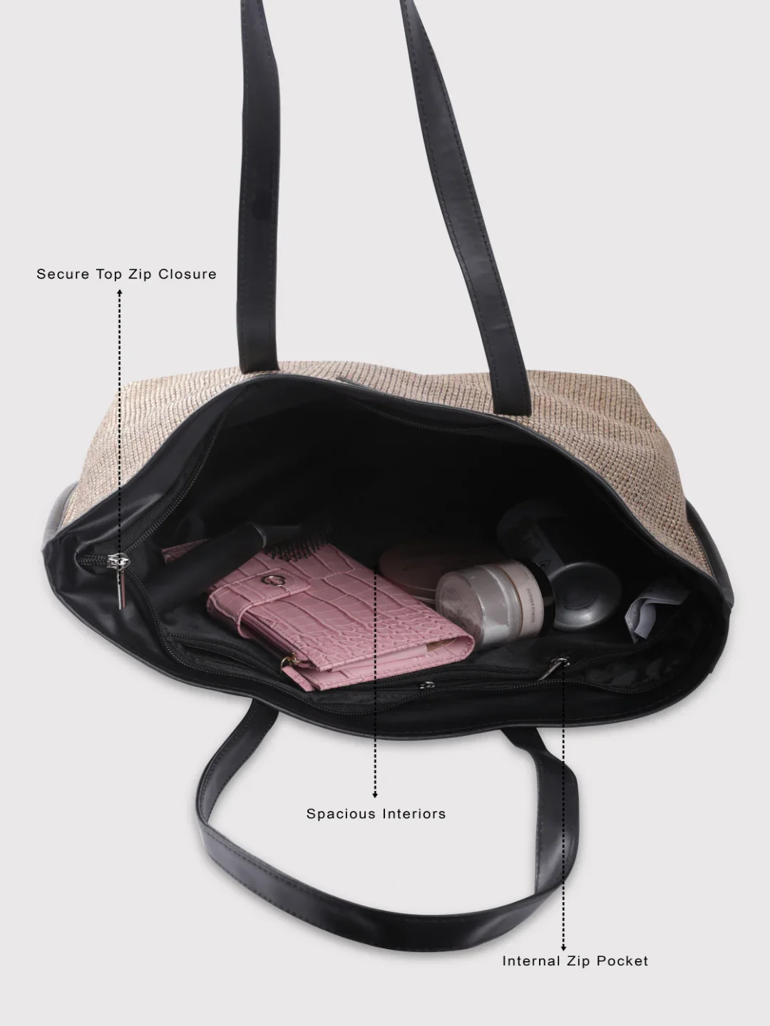 Caprese Alicia Large Beige Tote Bag - Image 4