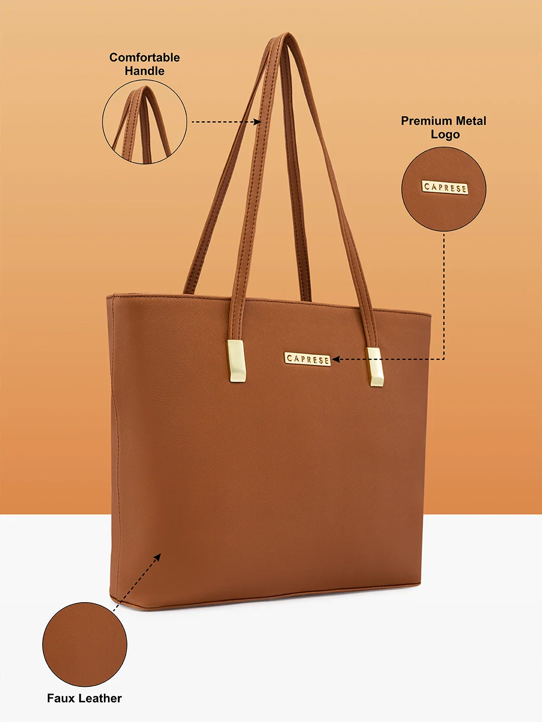 Caprese Alicie Medium Tan Tote Bag - Image 3