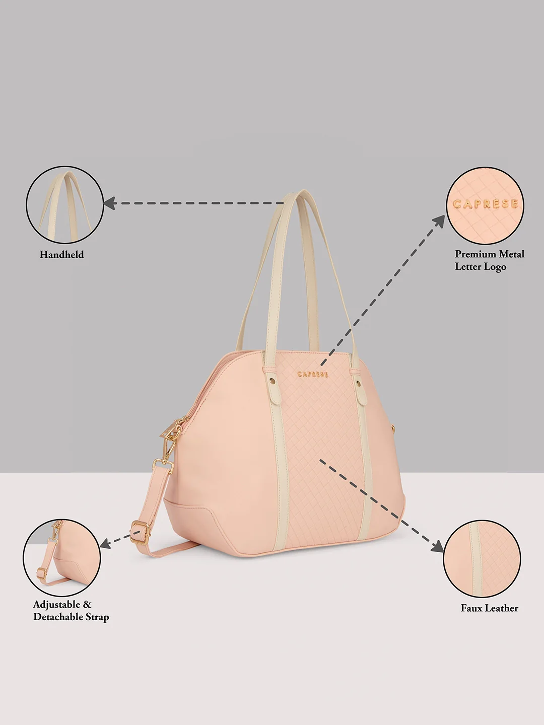Caprese Alpine Medium Powder Pink Satchel Bag - Image 16