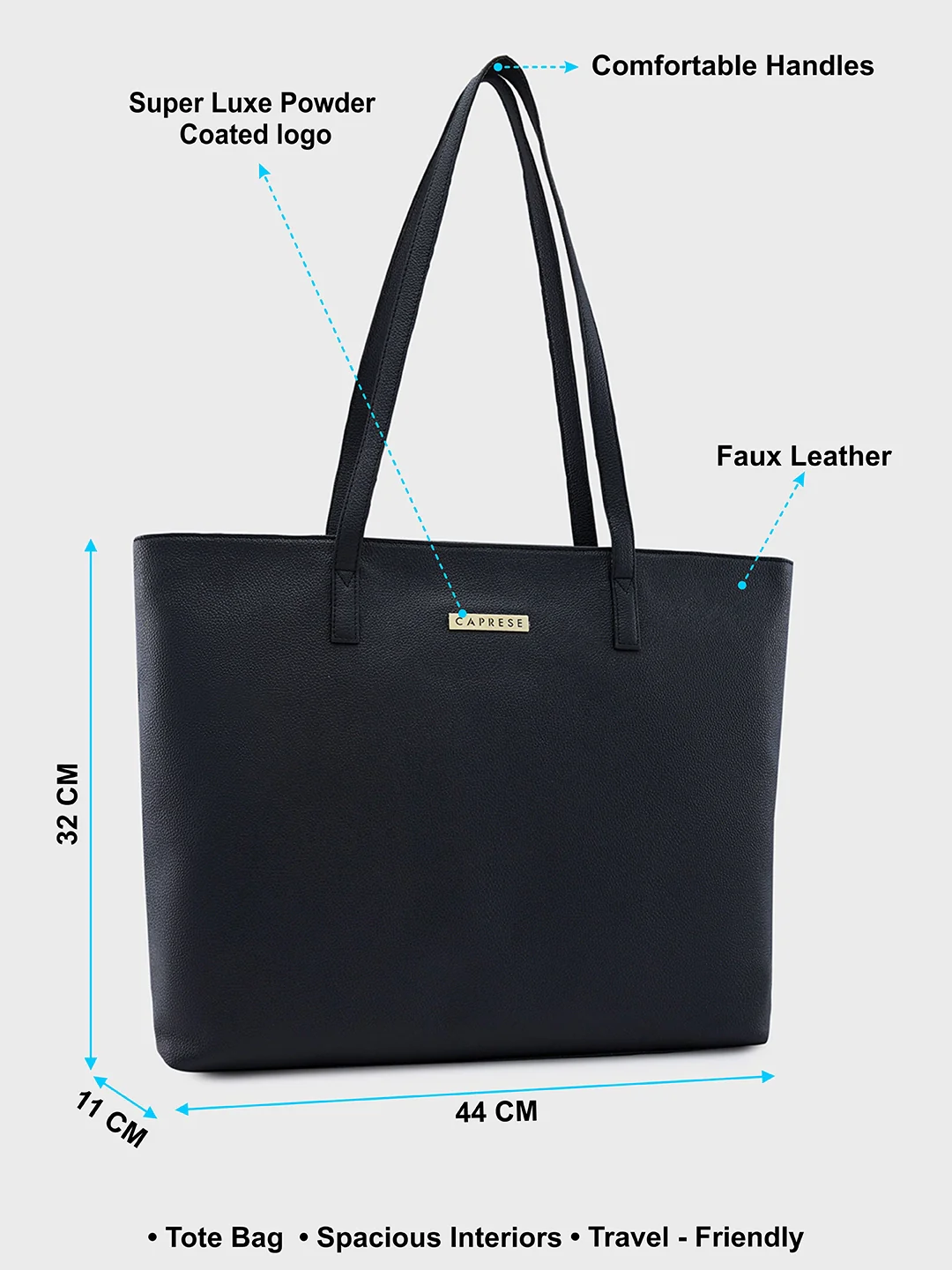 Caprese Amayra Large Black Laptop Tote Bag - Image 7