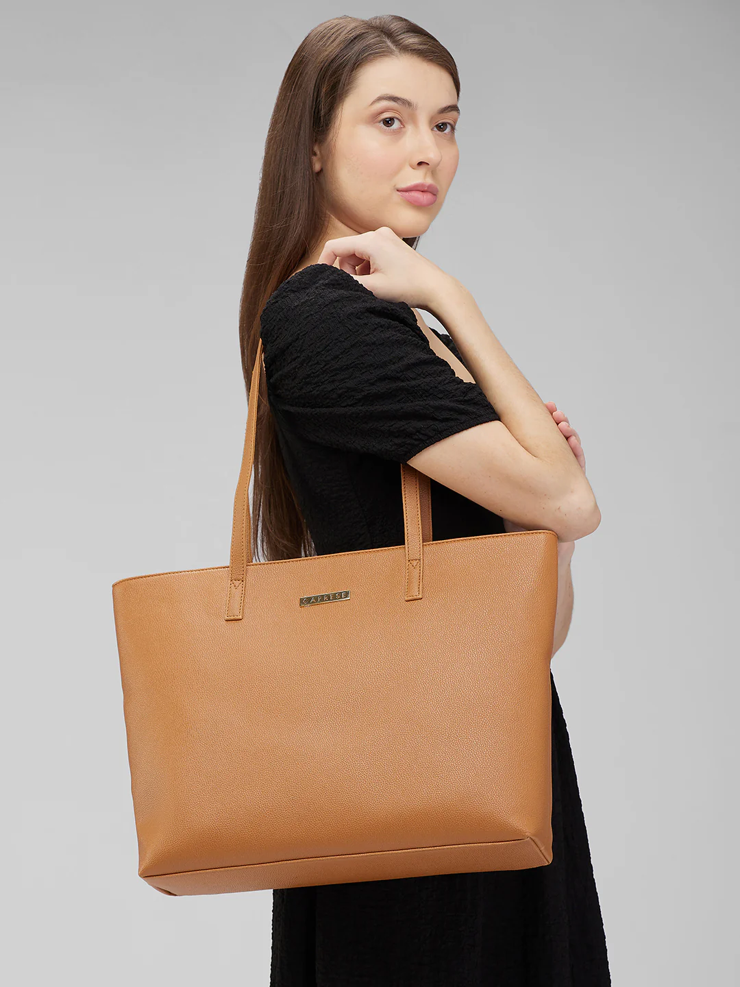 Caprese Amayra Large Tan Tote Laptop Bag - Image 13