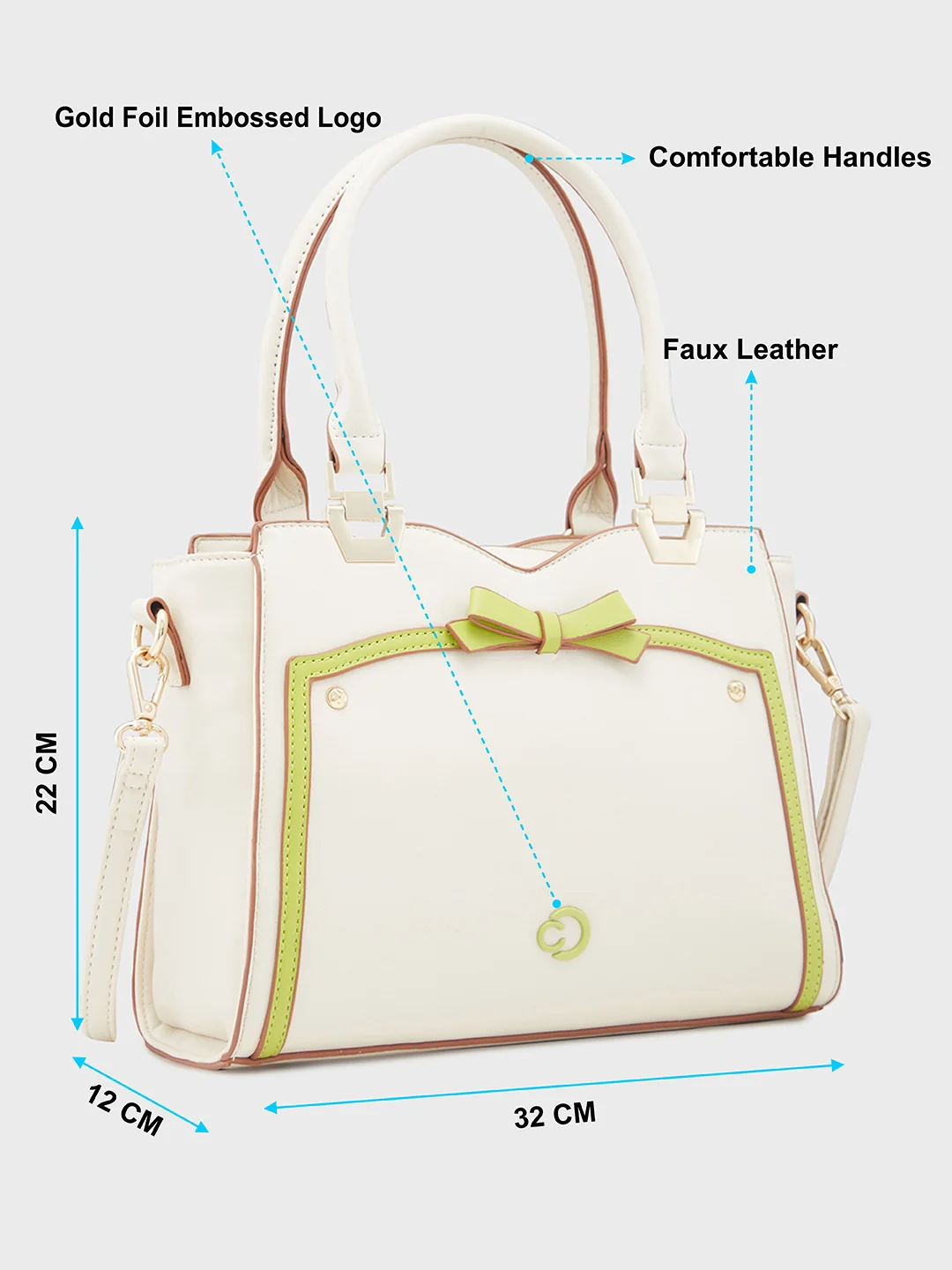 Caprese Amayra Medium Cream Satchel Bag - Image 7