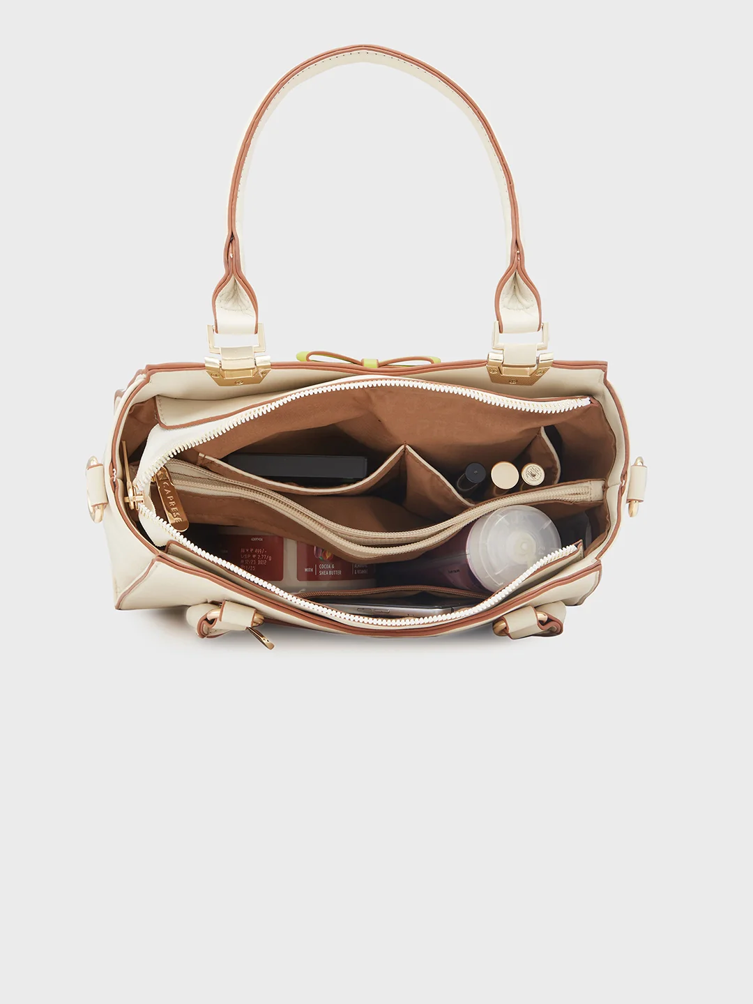 Caprese Amayra Medium Cream Satchel Bag - Image 9