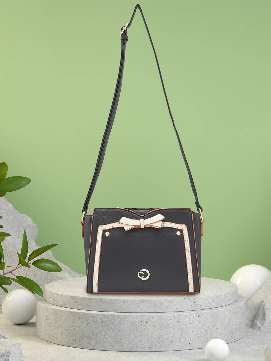 Caprese Amayra Medium Black Sling Bag - Image 2