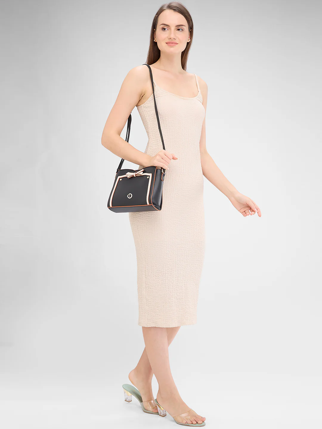 Caprese Amayra Medium Black Sling Bag - Image 3