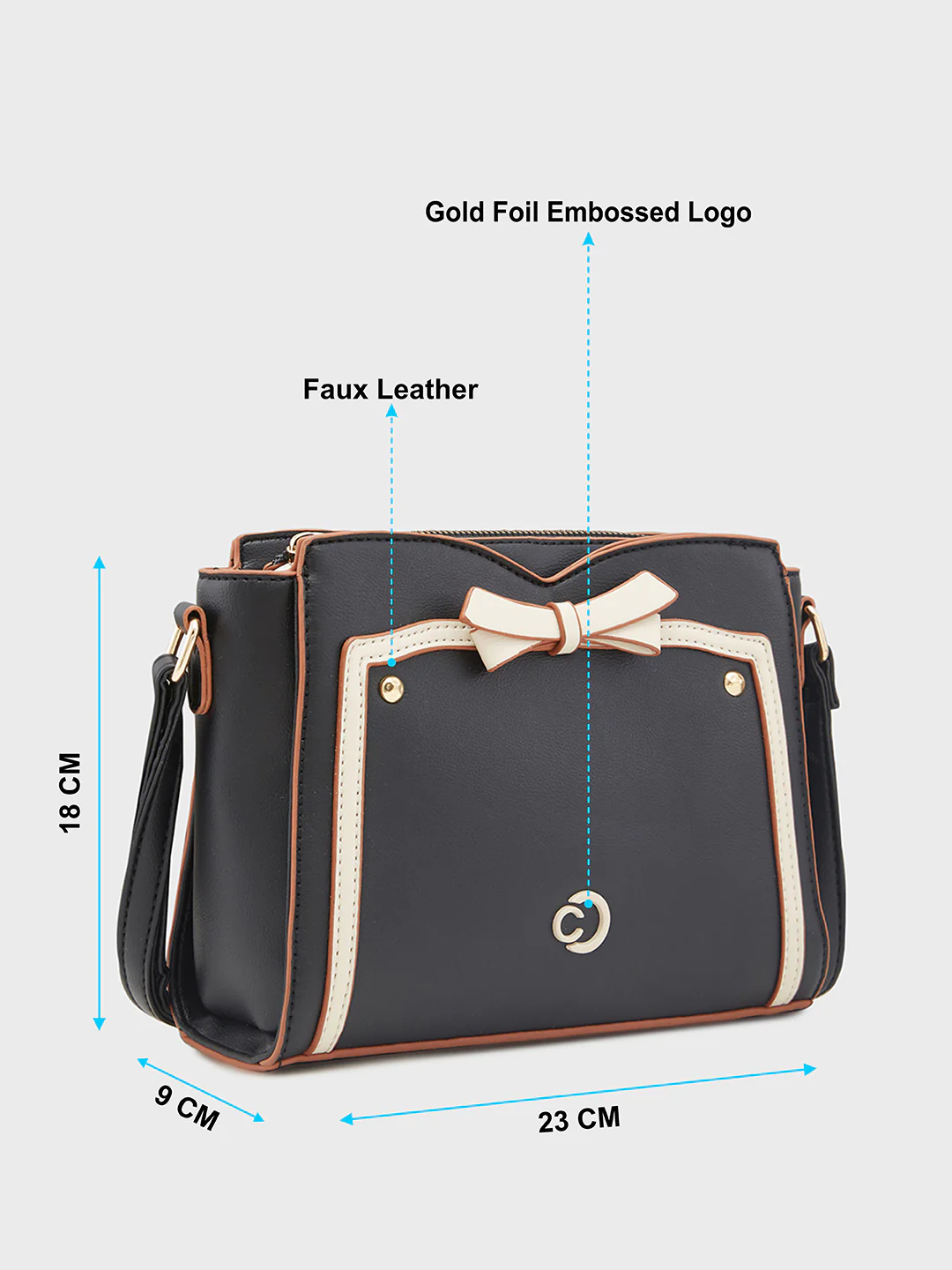 Caprese Amayra Medium Black Sling Bag - Image 7