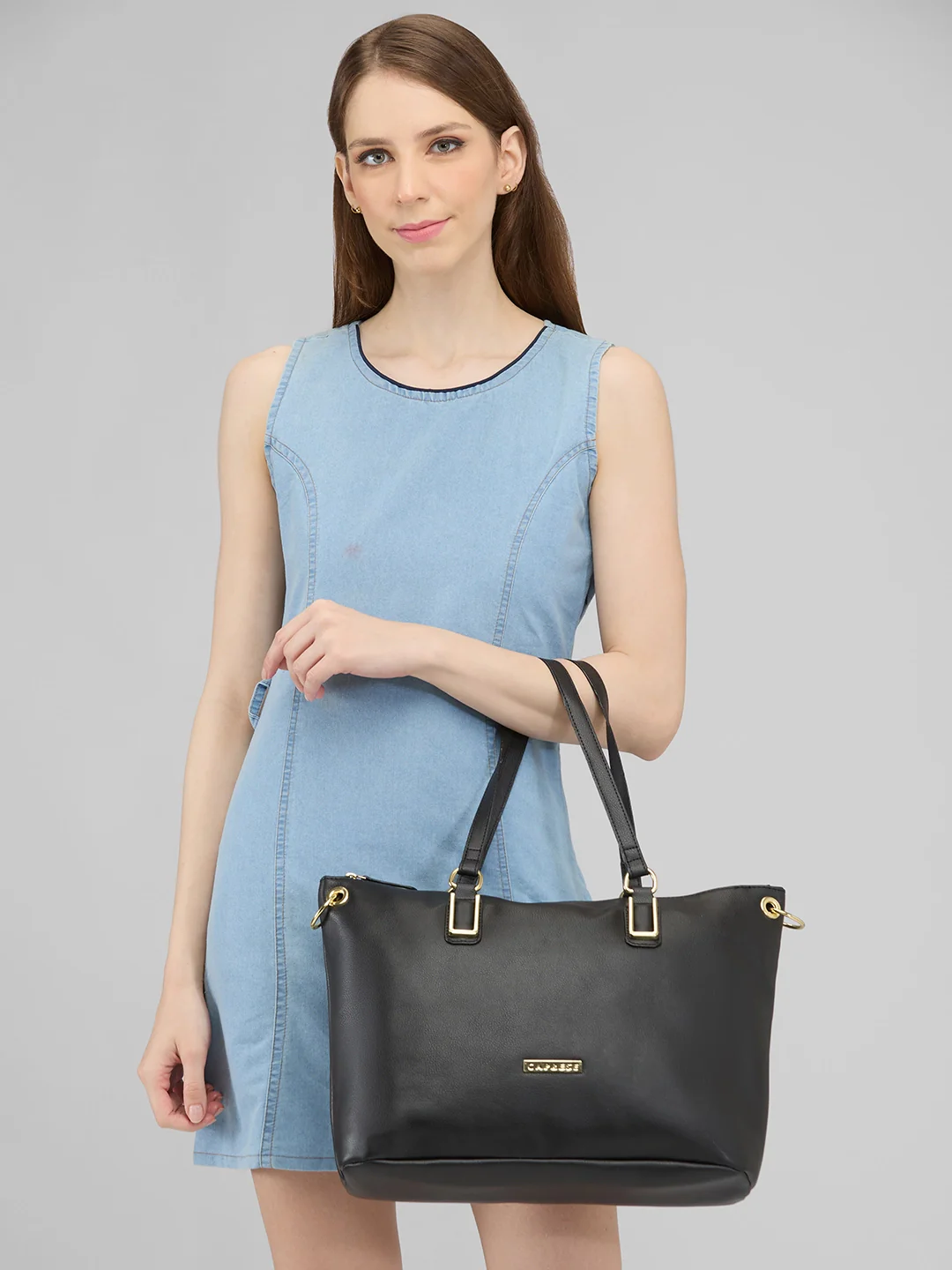 Caprese Amelia Medium Black Satchel Bag - Image 12