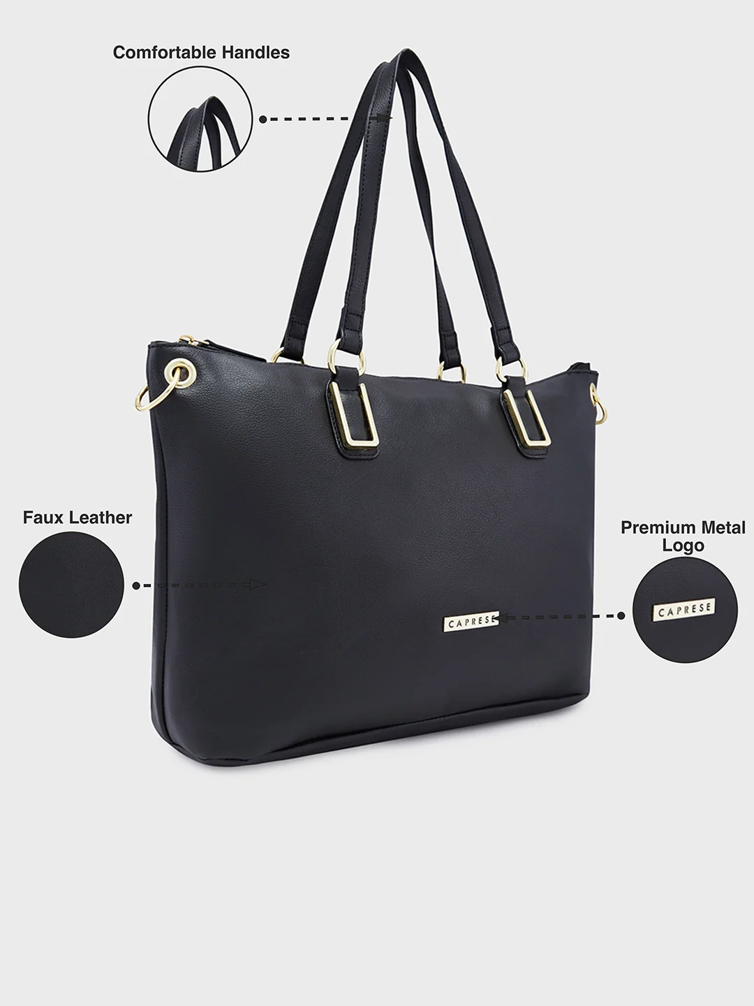 Caprese Amelia Medium Black Satchel Bag - Image 7