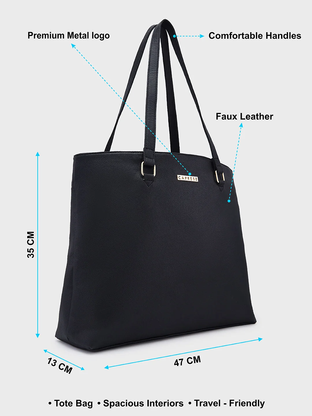 Caprese Amelia Medium Black Tote Bag - Image 7
