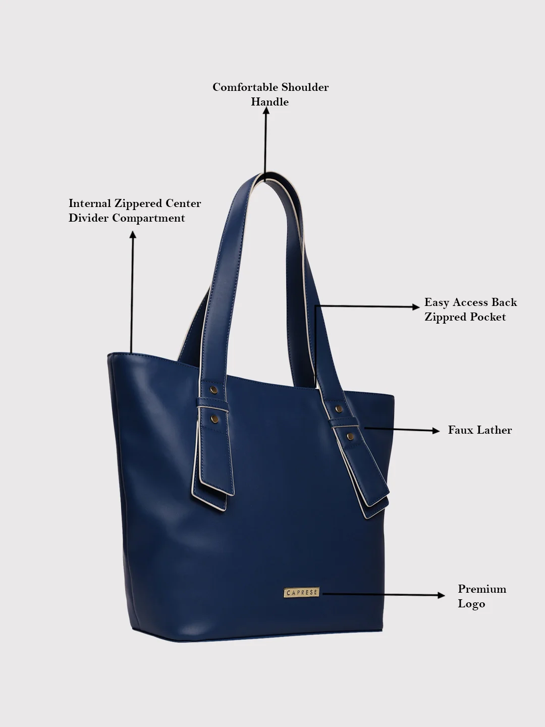 Caprese Amelia Medium Navy Tote Bag - Image 3