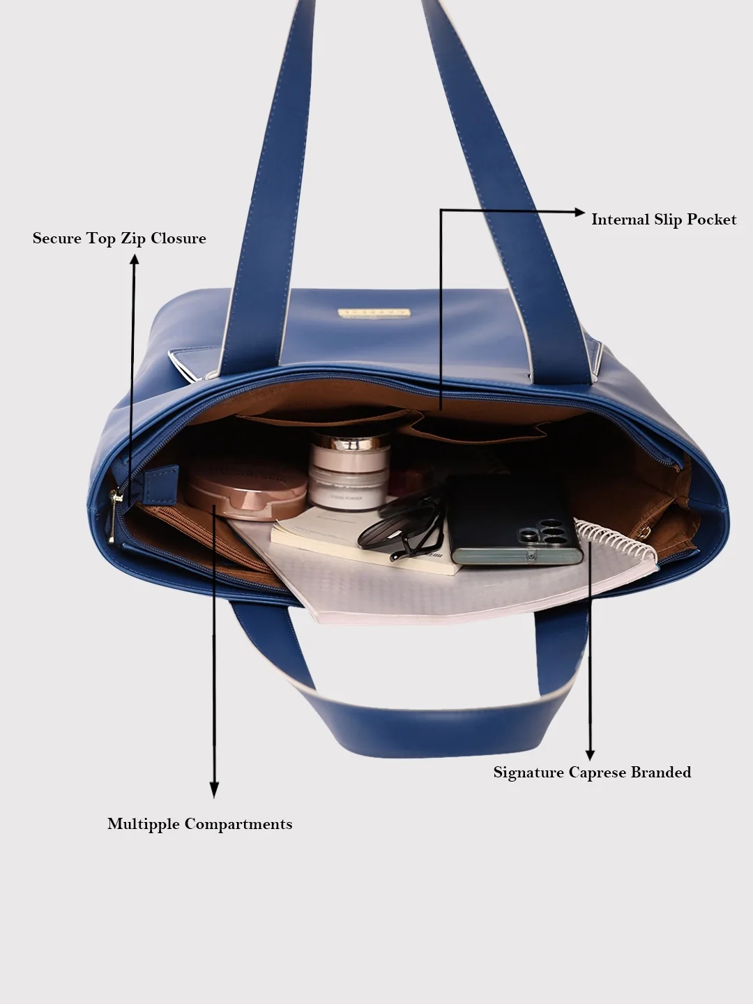 Caprese Amelia Medium Navy Tote Bag - Image 9