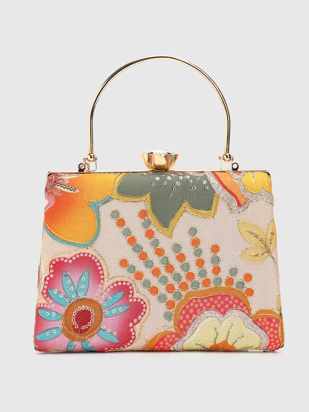 Caprese Amyrah Medium Ivory Embroidered Clutch Bag - Image 5
