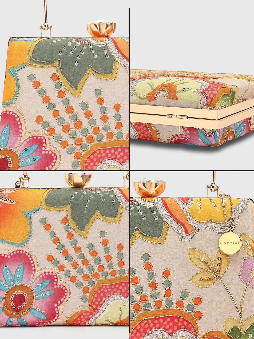 Caprese Amyrah Medium Ivory Embroidered Clutch Bag - Image 7