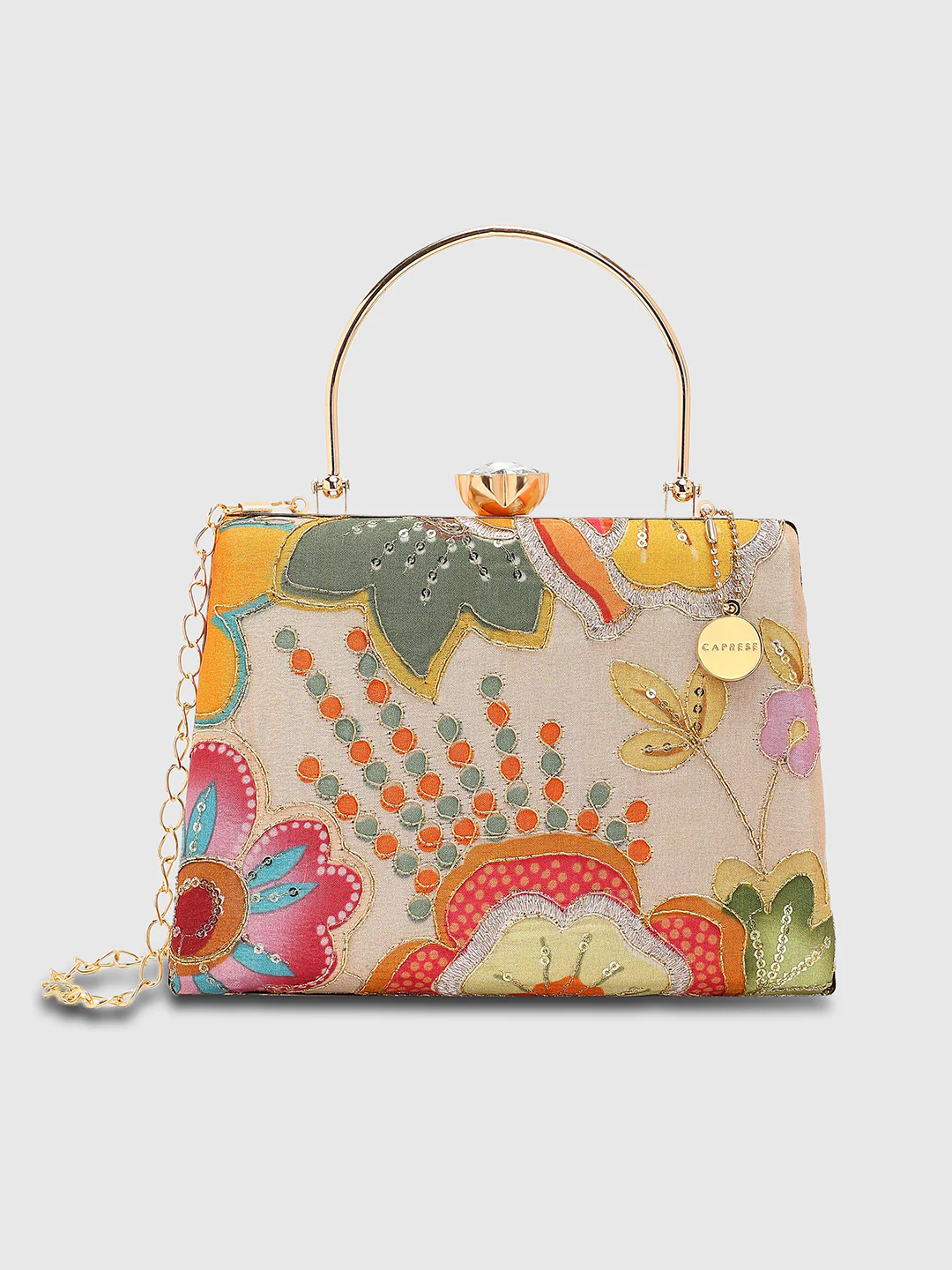 Caprese Amyrah Medium Ivory Embroidered Clutch Bag - Image 9
