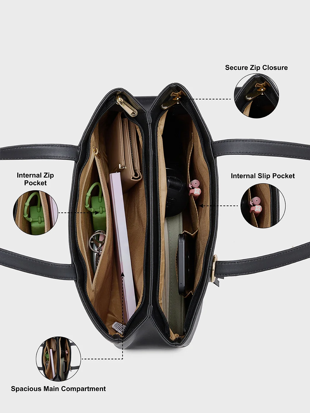 Caprese Andrea Medium Black Tote Bag - Image 6