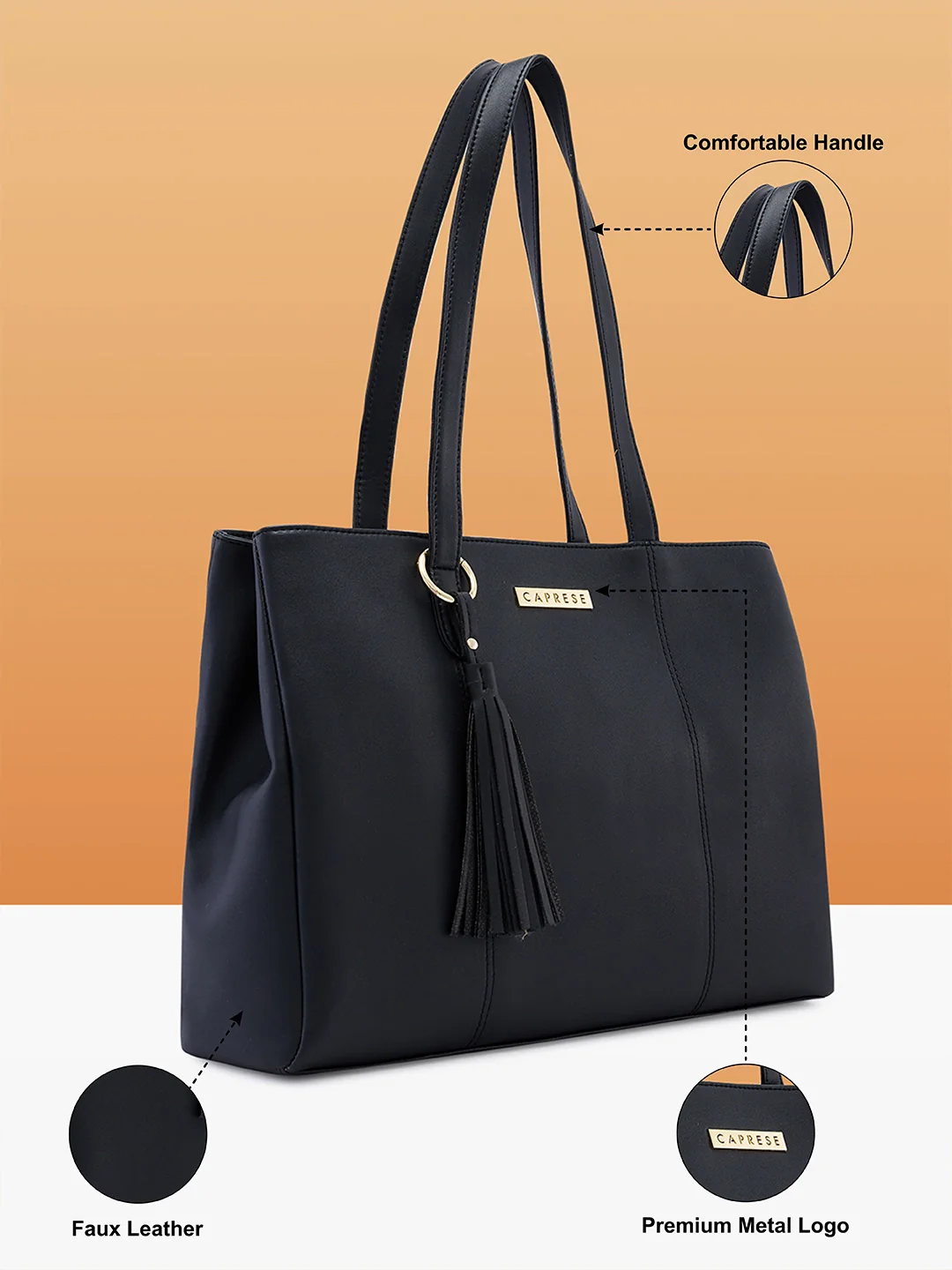 Caprese Andrea Medium Black Tote Bag - Image 7