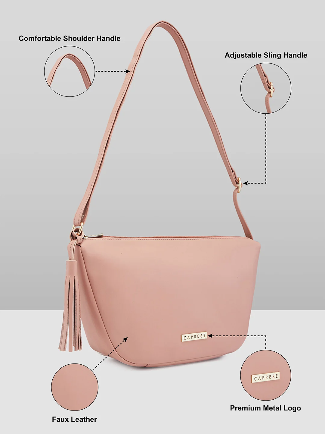 Caprese Andrea Medium Blush Sling Bag - Image 6