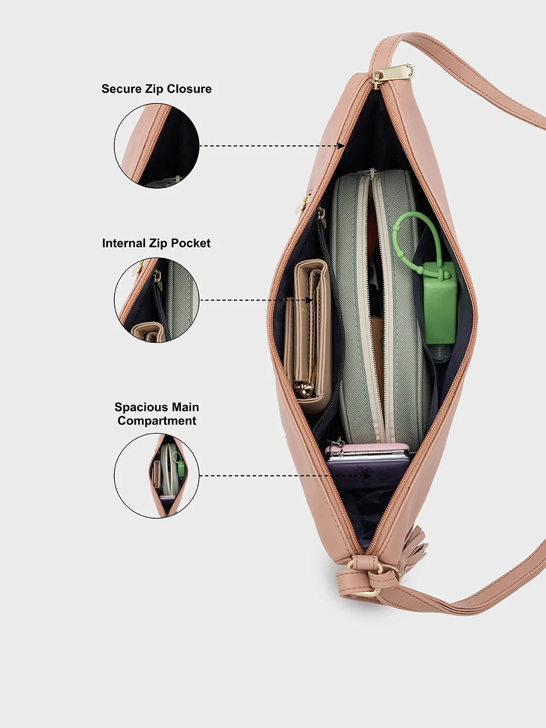 Caprese Andrea Medium Blush Sling Bag - Image 7