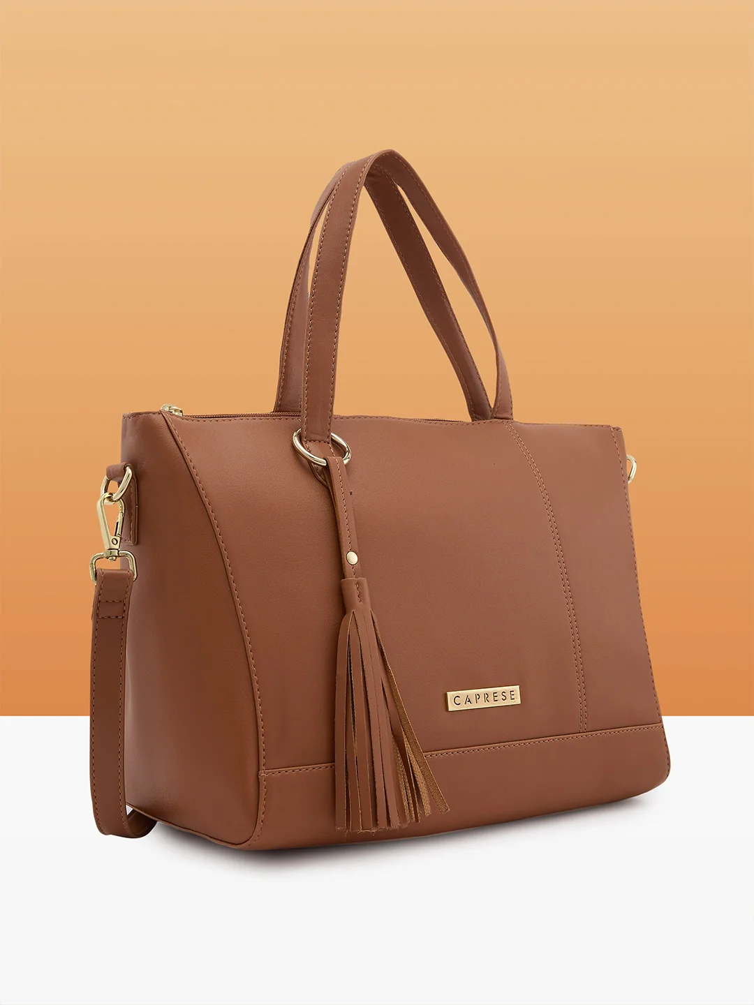 Caprese Andrea Medium Tan Satchel Bag - Image 4