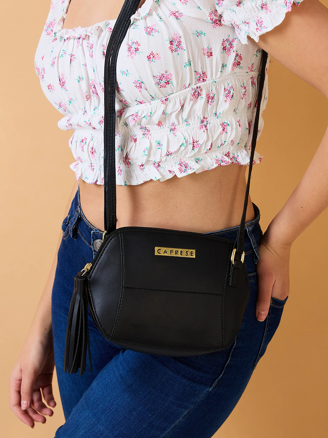 Caprese Andrea Small Black Sling Bag - Image 10