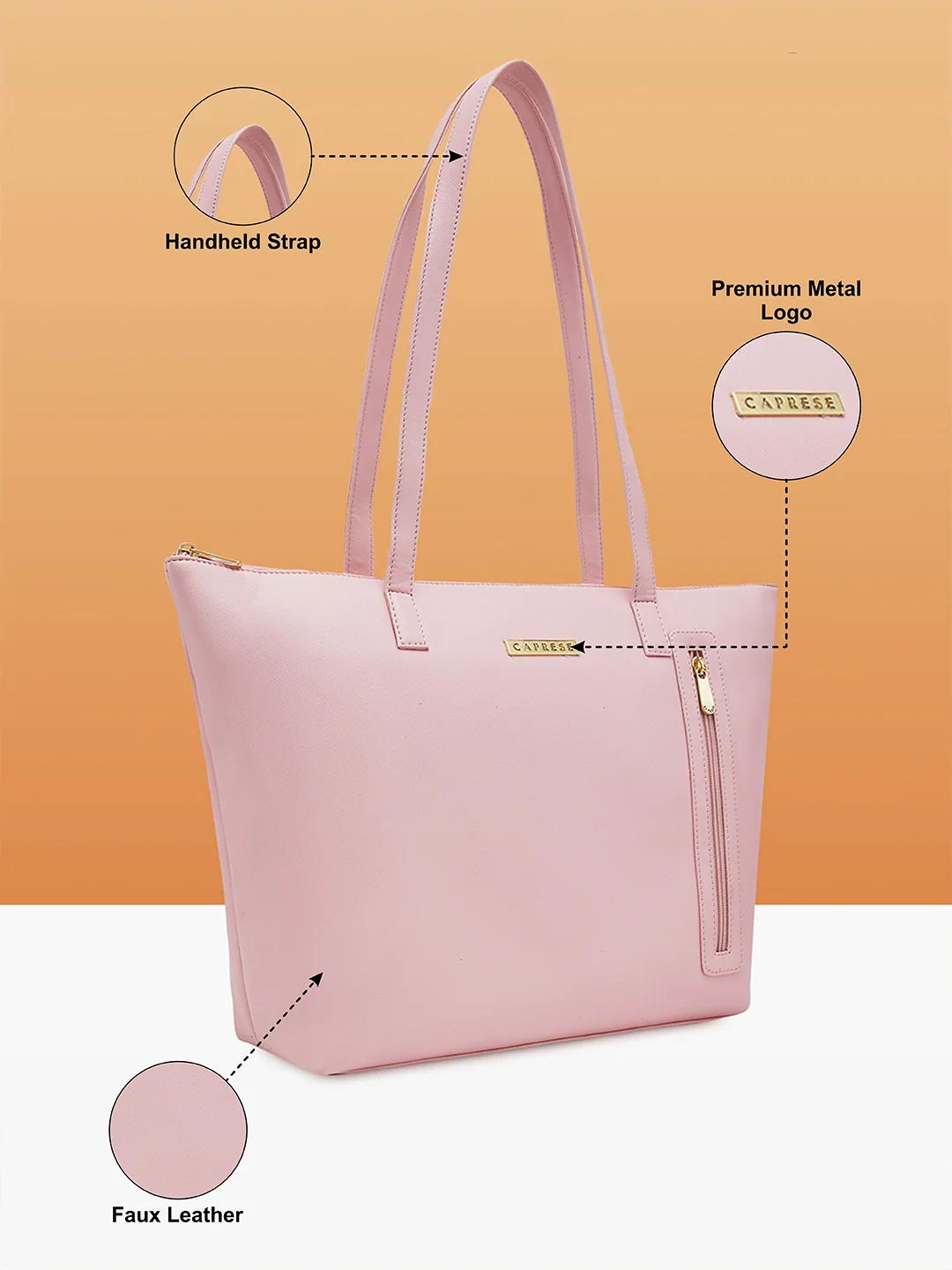 Caprese Anni Large Pale Pink Tote Bag - Image 8