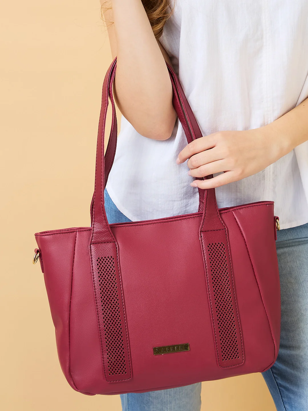 Caprese Aria Medium Plum Satchel Bag - Image 10