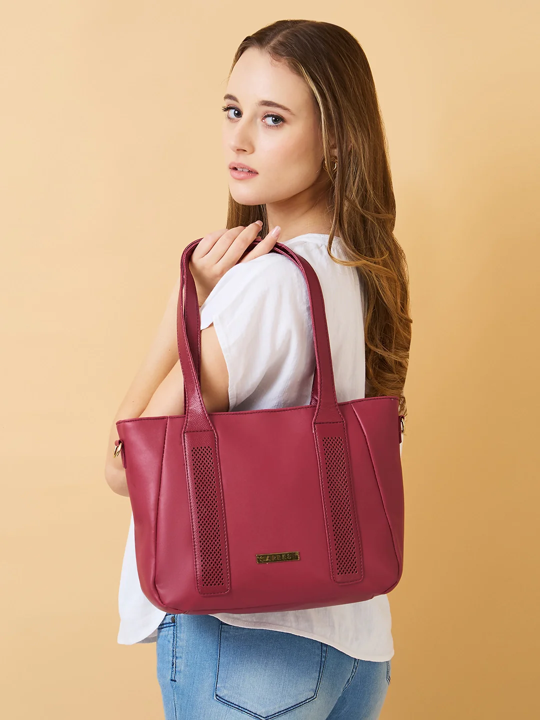 Caprese Aria Medium Plum Satchel Bag - Image 11