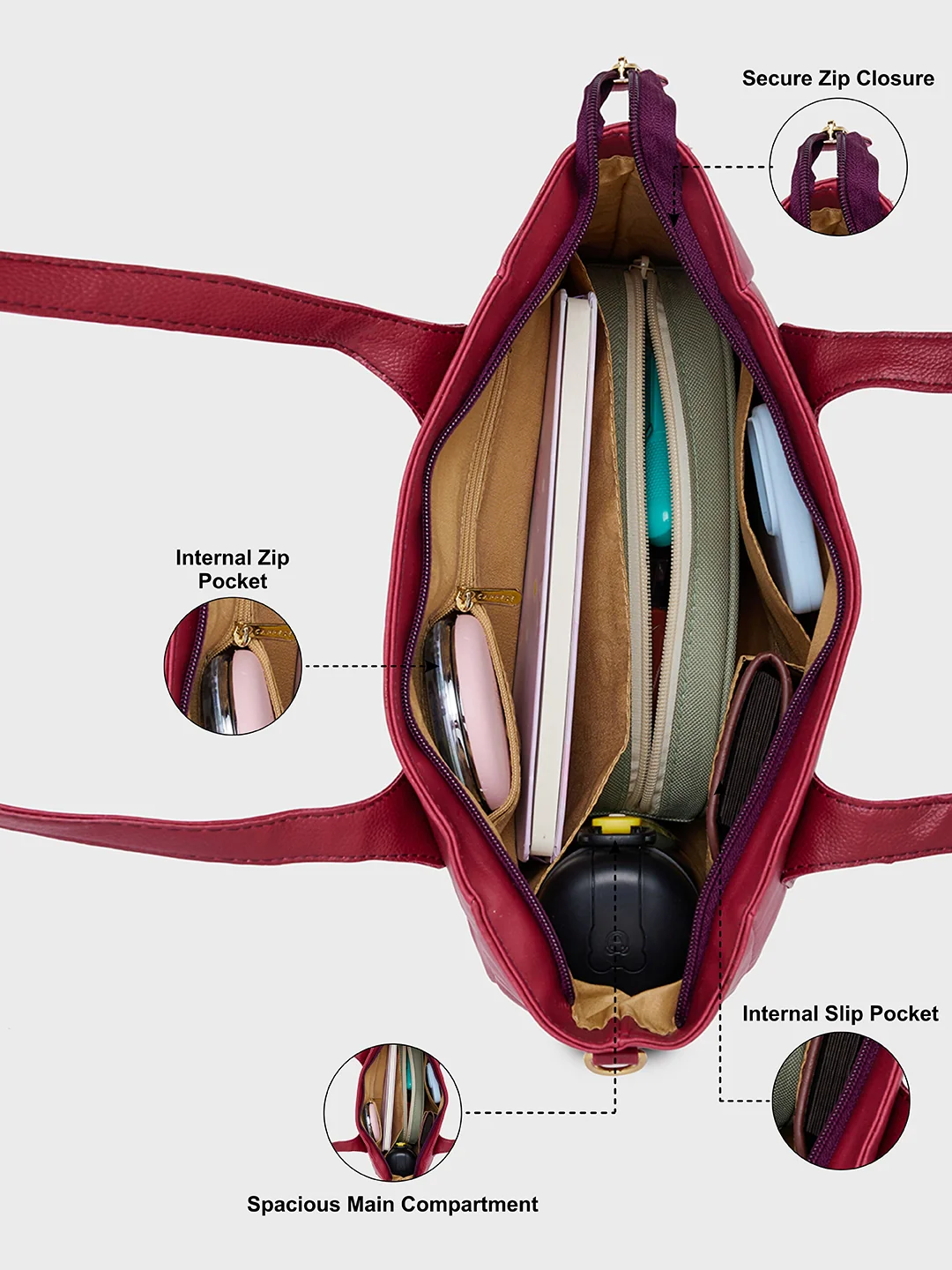 Caprese Aria Medium Plum Satchel Bag - Image 7