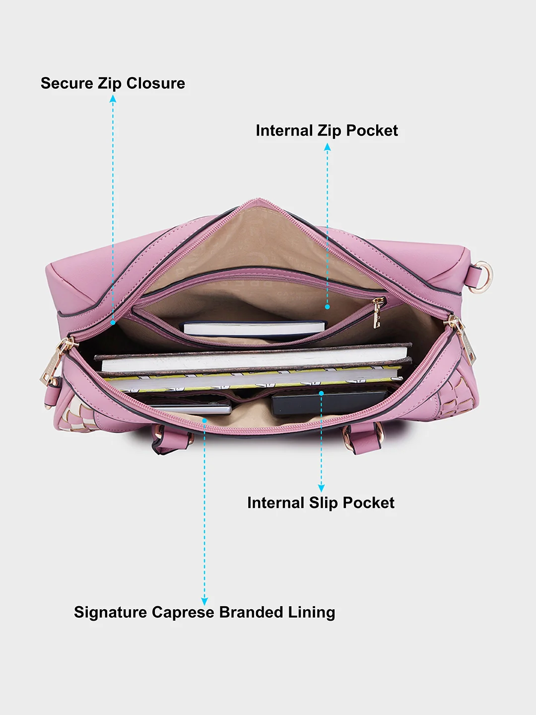 Caprese Aria Medium Blush Satchel Bag - Image 8