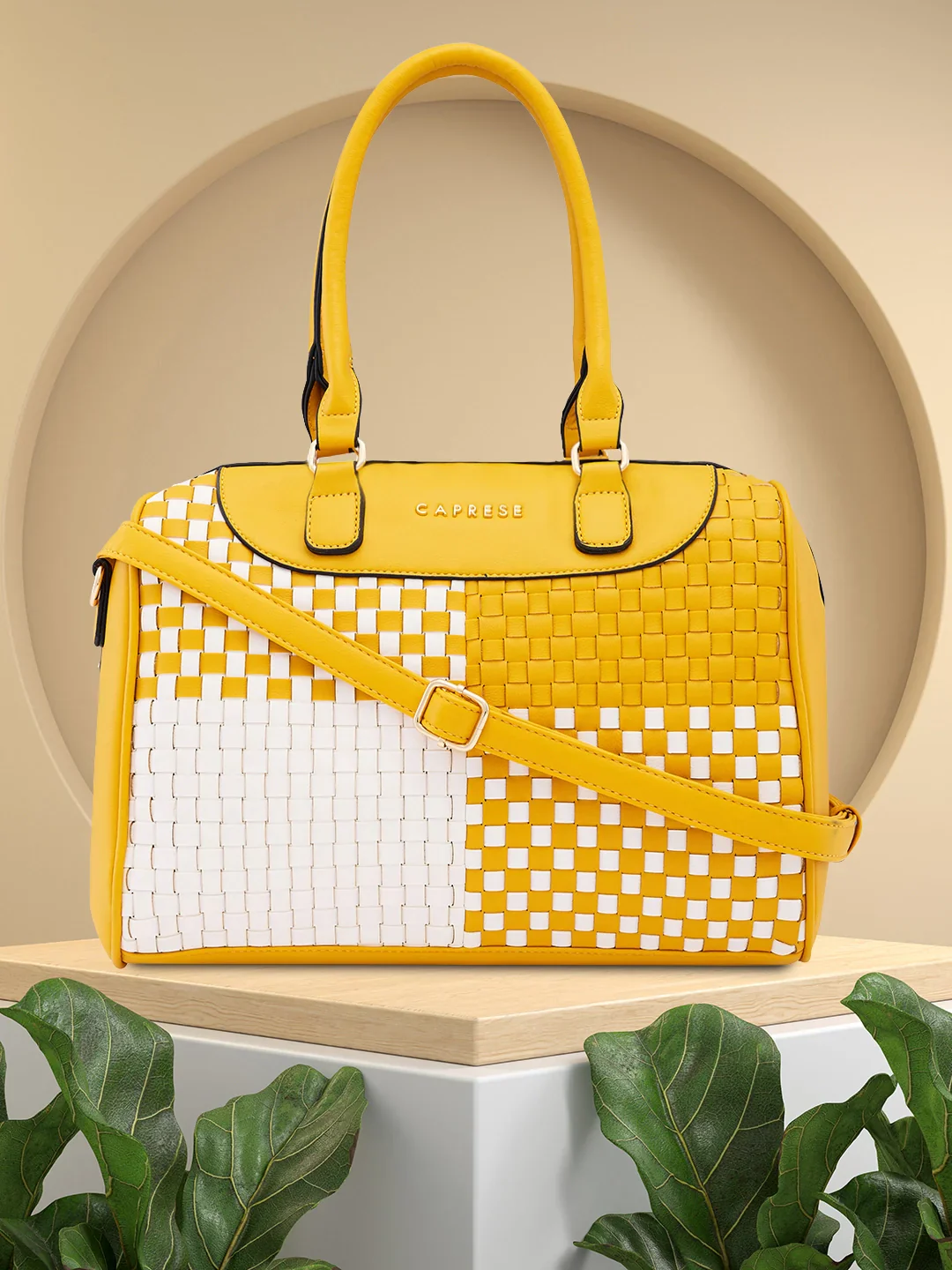 Caprese Aria Medium Mustard Satchel Bag - Image 13