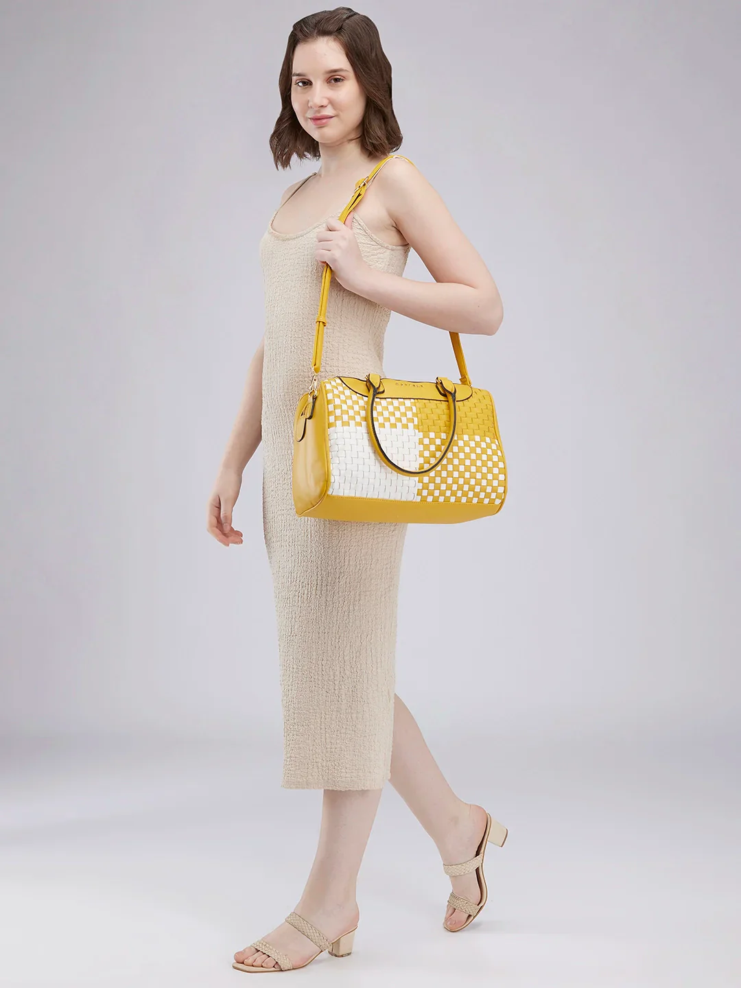 Caprese Aria Medium Mustard Satchel Bag - Image 2