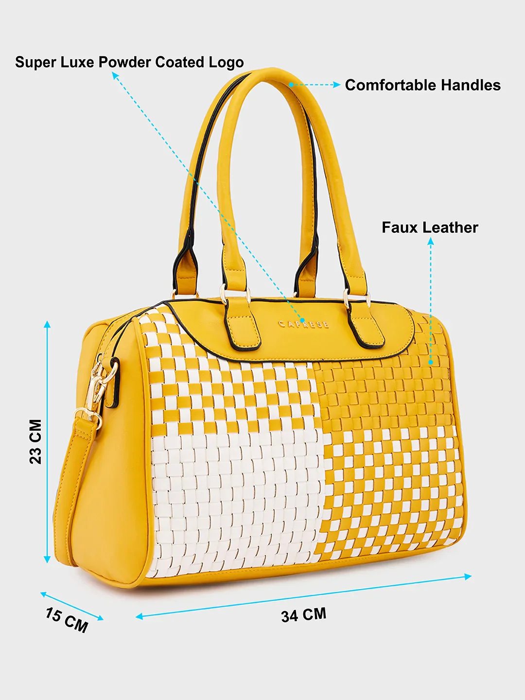 Caprese Aria Medium Mustard Satchel Bag - Image 6
