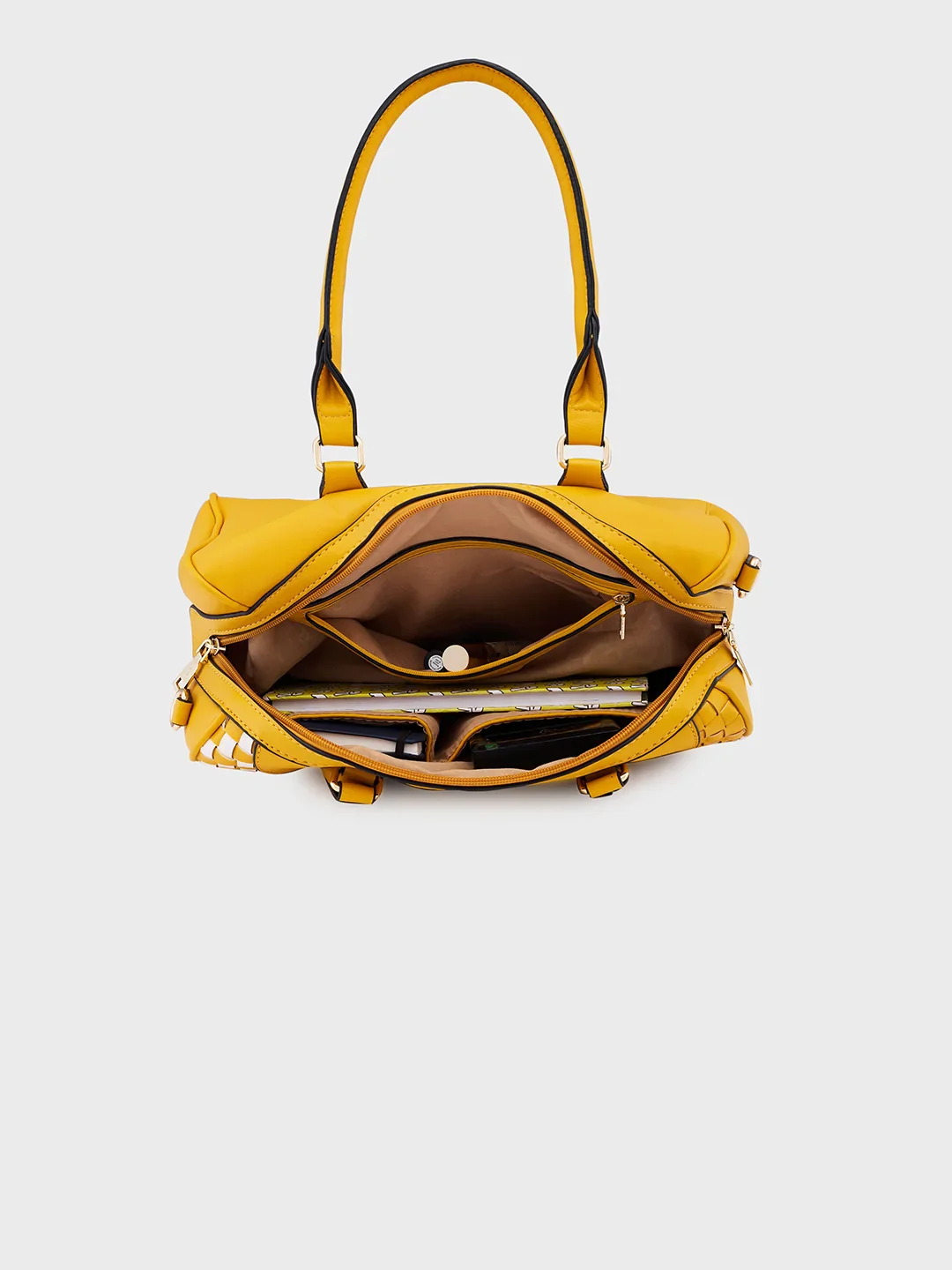 Caprese Aria Medium Mustard Satchel Bag - Image 8
