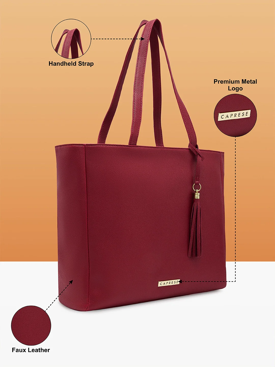 Caprese Ariana Large Plum Tote Bag - Image 6