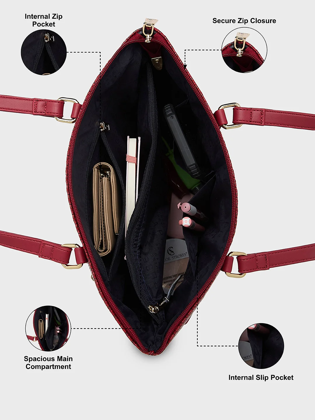 Caprese Ariana Large Red Tote Bag - Image 4