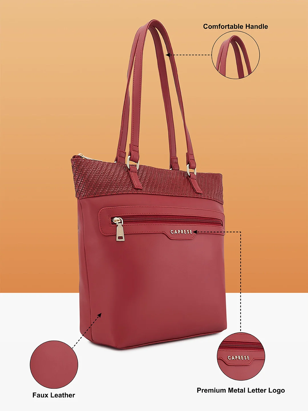 Caprese Ariana Large Red Tote Bag - Image 5