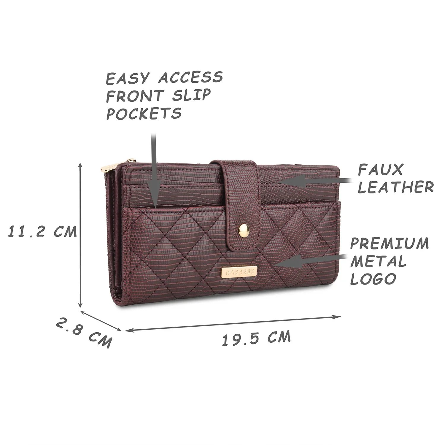 Caprese Athena Medium Plum Fold Wallet - Image 2