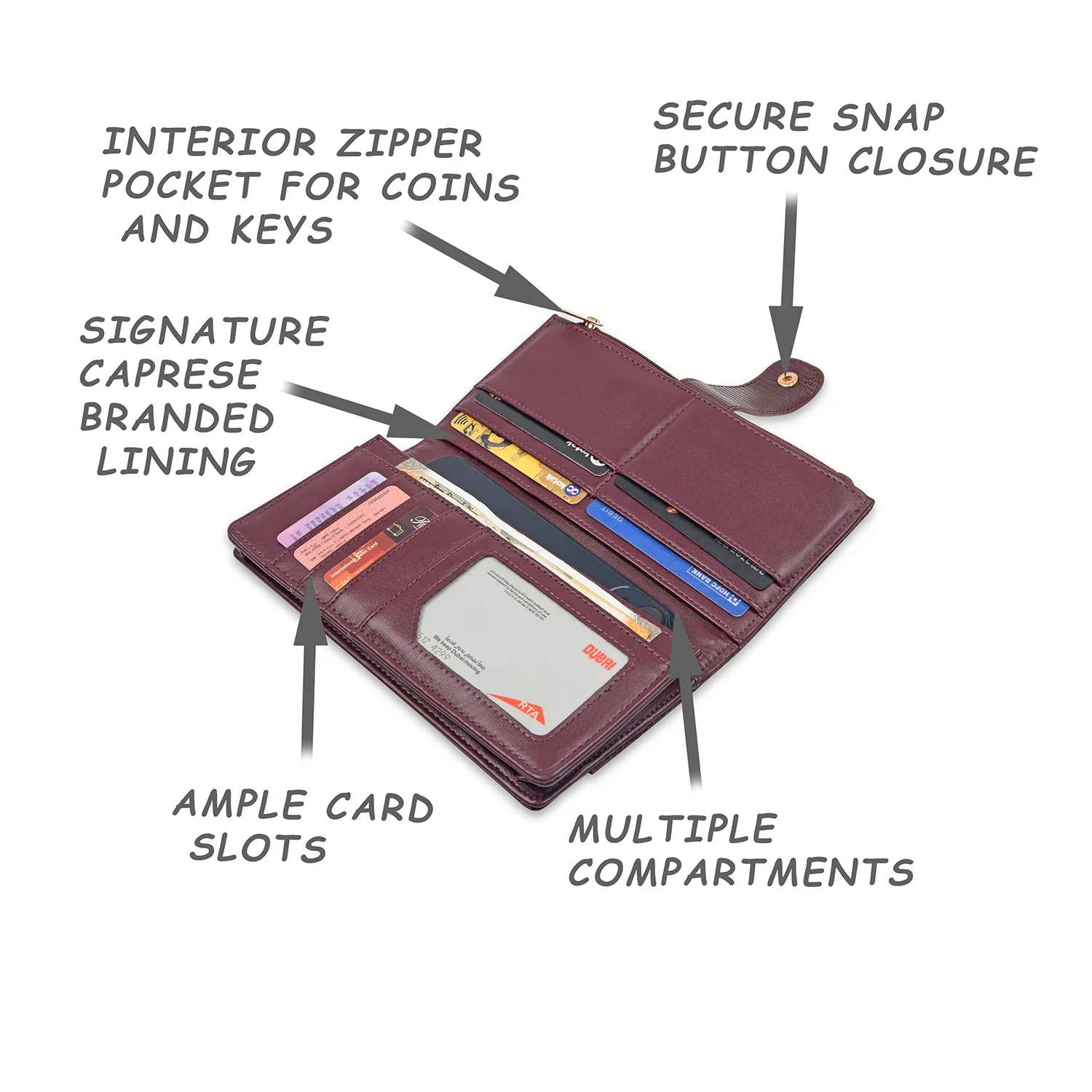 Caprese Athena Medium Plum Fold Wallet - Image 4