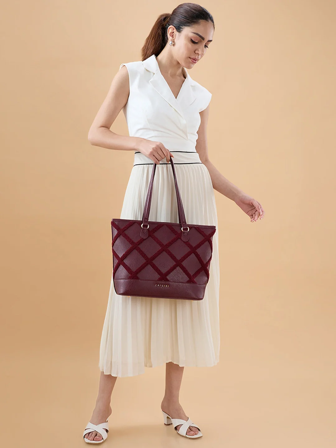Caprese Athena Large Cherry Lacquer Laptop Tote Bag - Image 2