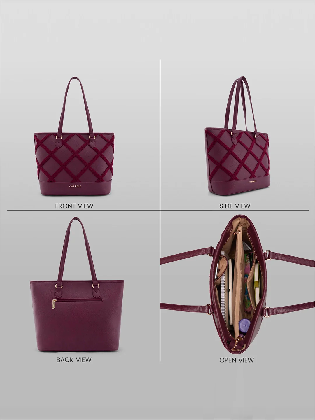 Caprese Athena Large Cherry Lacquer Laptop Tote Bag - Image 4