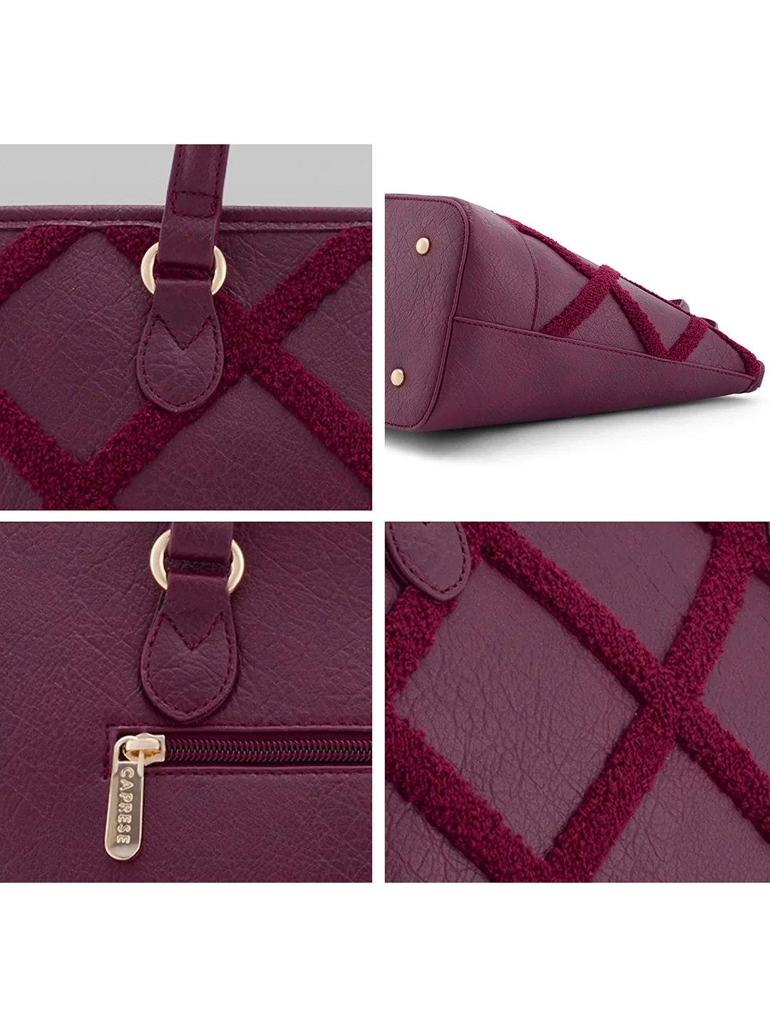 Caprese Athena Large Cherry Lacquer Laptop Tote Bag - Image 8