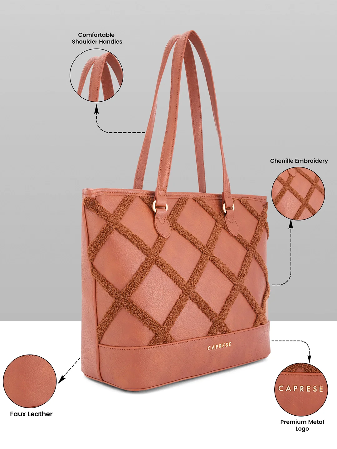 Caprese Athena Large Tan Laptop Tote Bag - Image 13