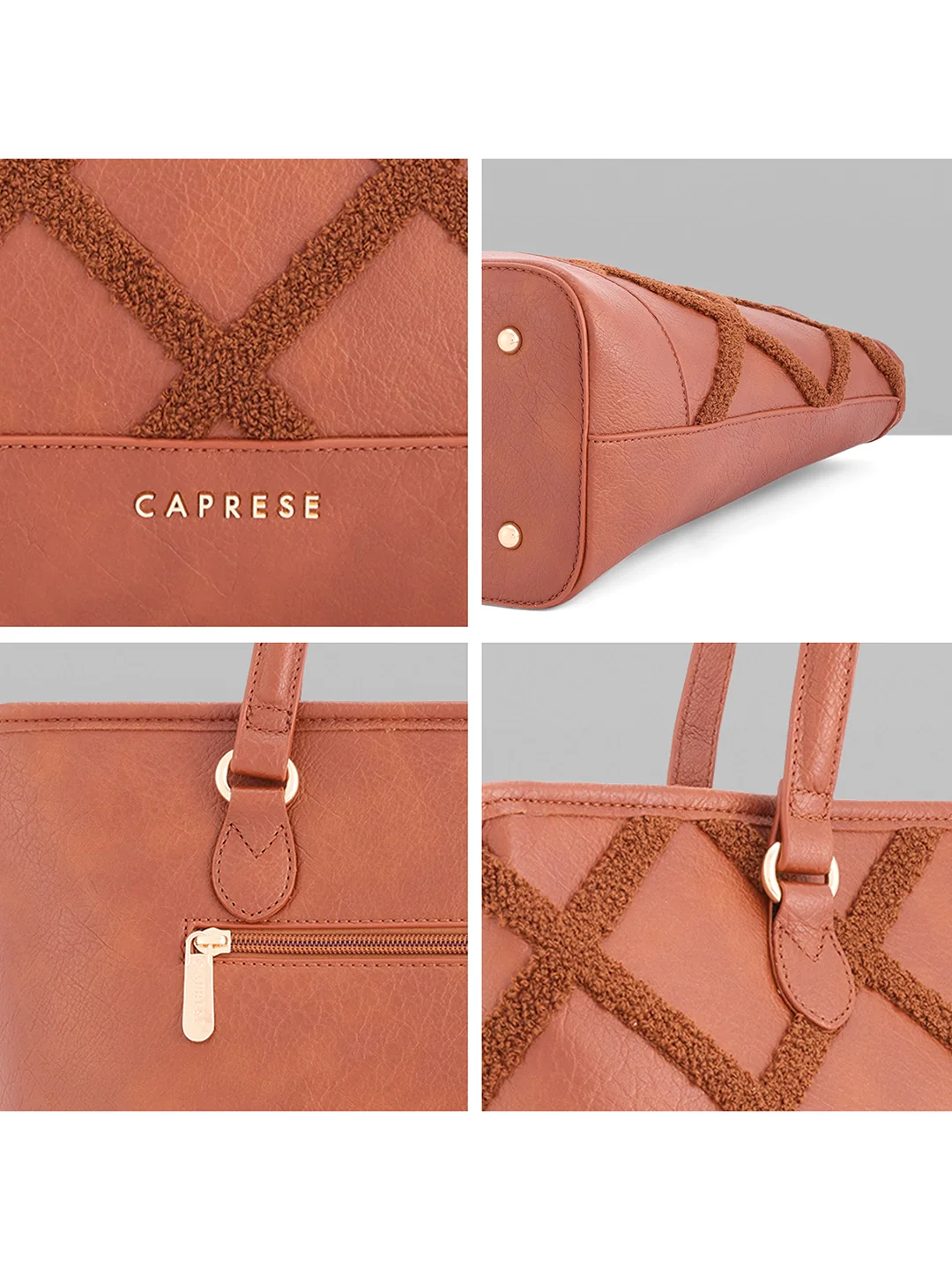 Caprese Athena Large Tan Laptop Tote Bag - Image 9