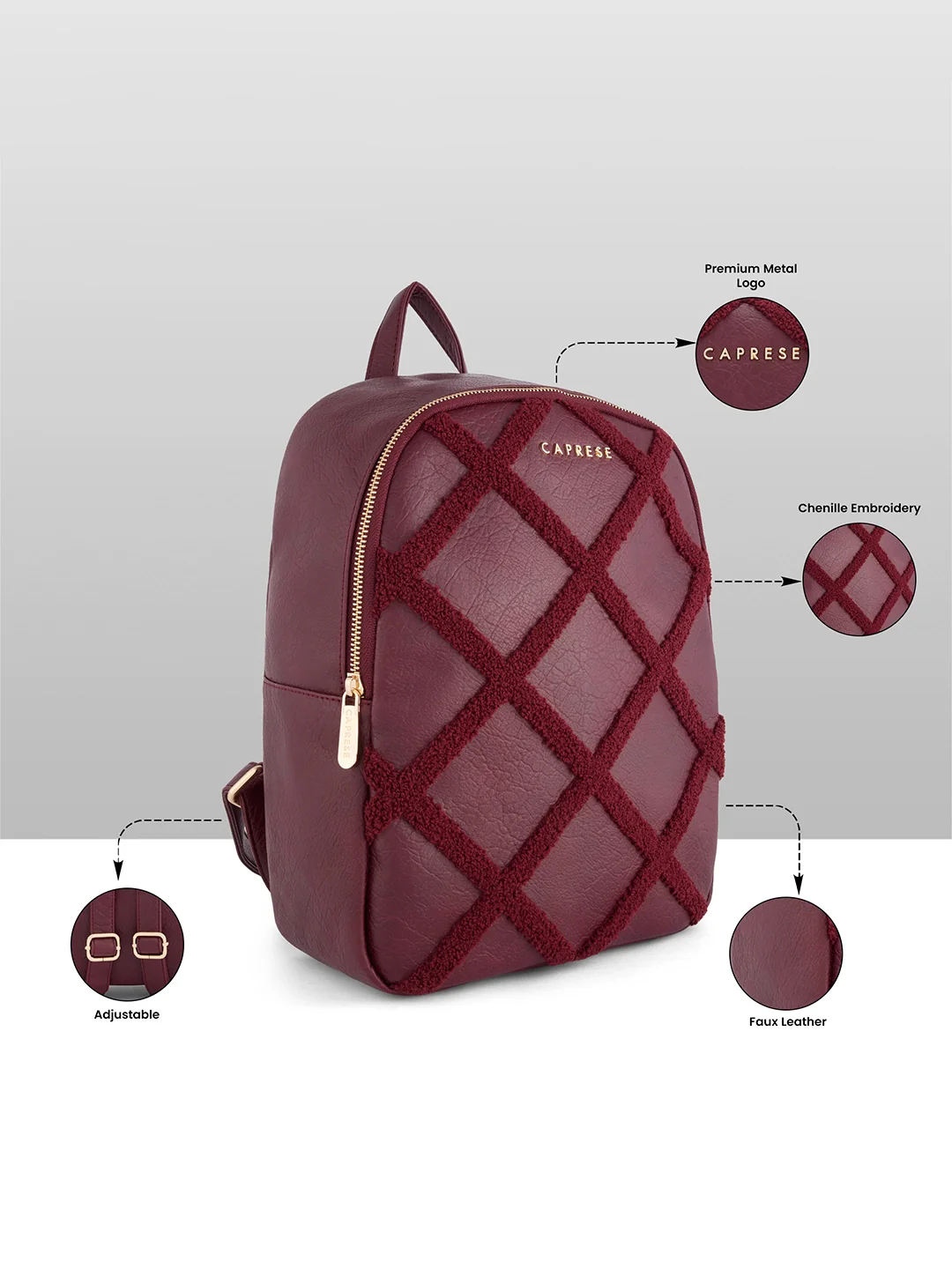 Caprese Athena Medium Cherry Lacquer Backpack - Image 4