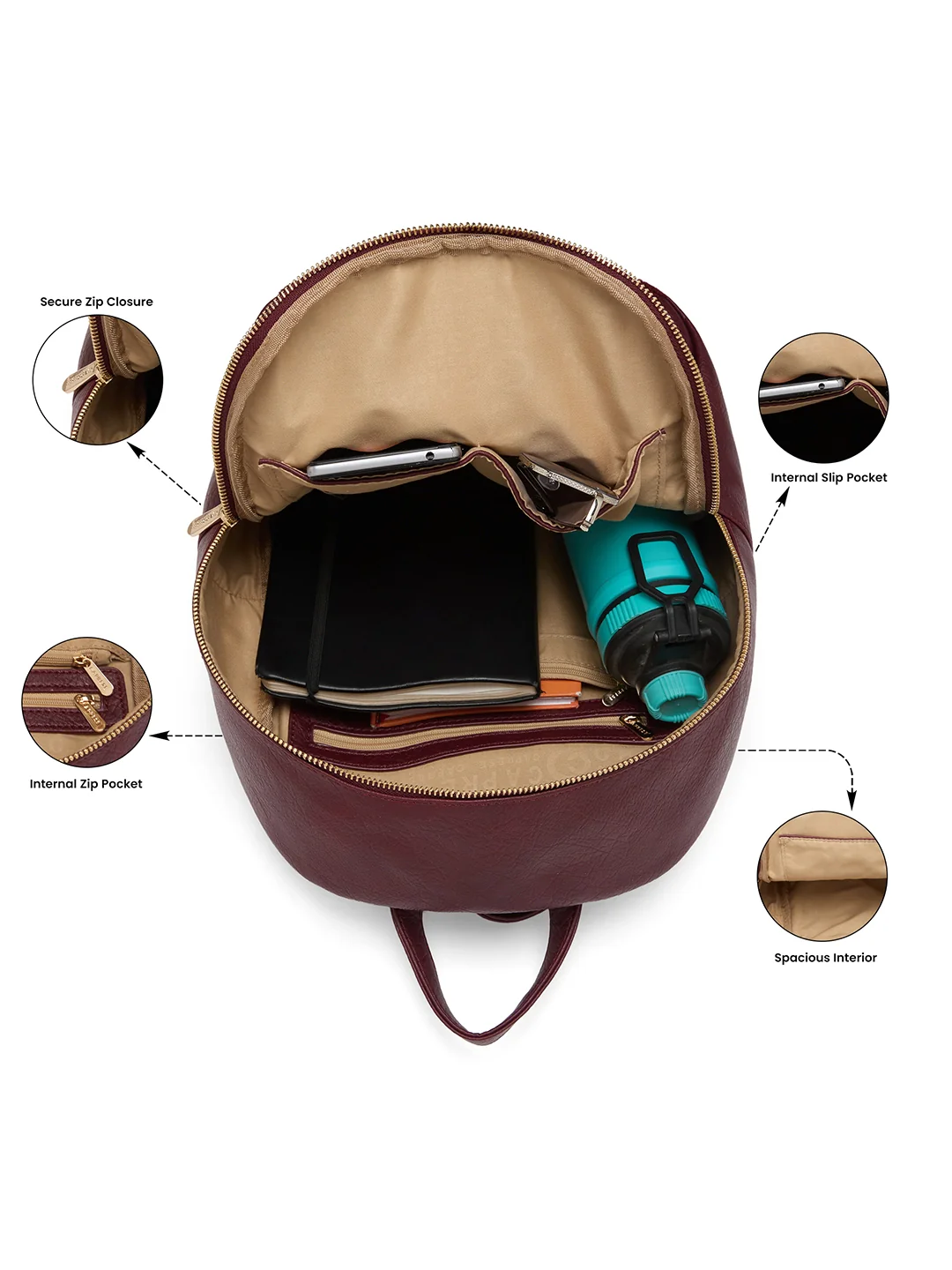 Caprese Athena Medium Cherry Lacquer Backpack - Image 6
