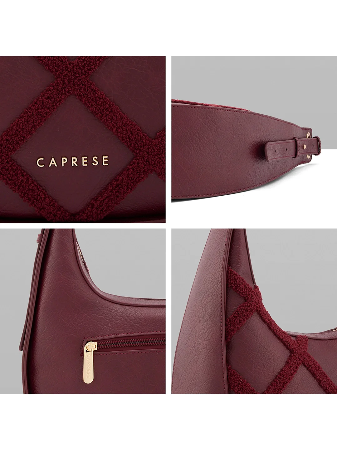 Caprese Athena Medium Cherry Lacquer Hobo Bag - Image 4