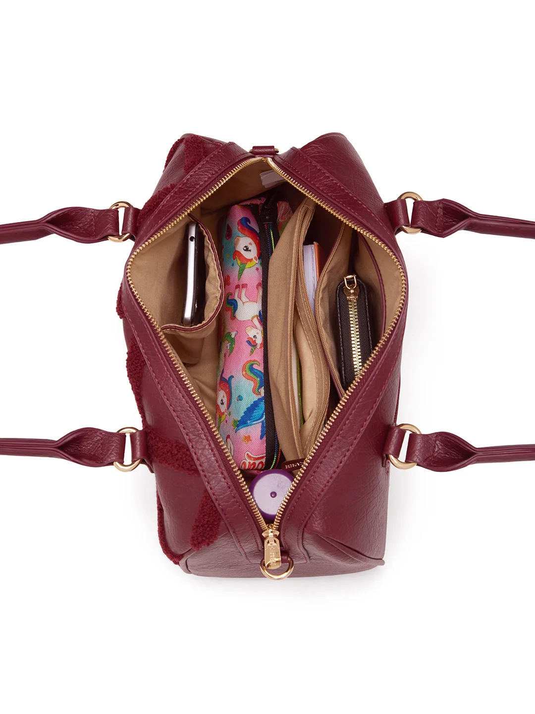 Caprese Athena Medium Cherry Lacquer Satchel Bag - Image 13
